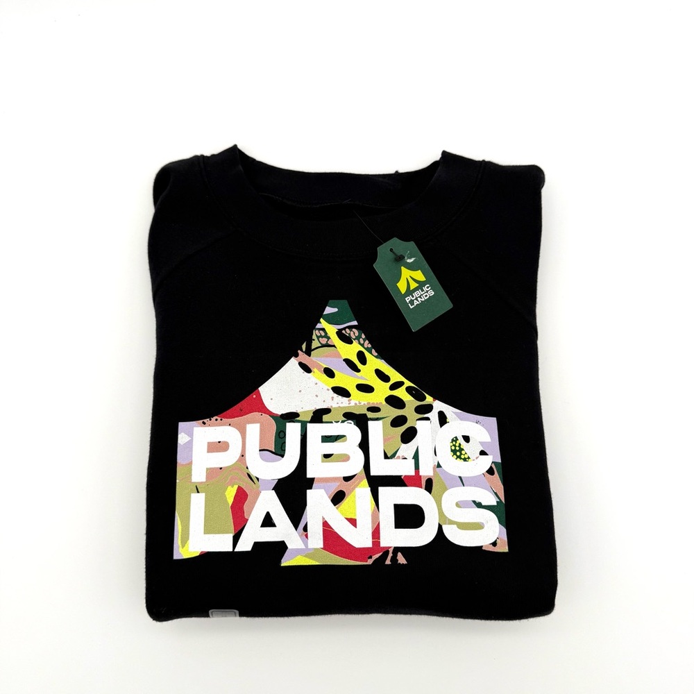 NWT New Public Lands Women's Logo Fleece Raglan Shirt Medium M Black Sweatshirt - Picture 5 of 6